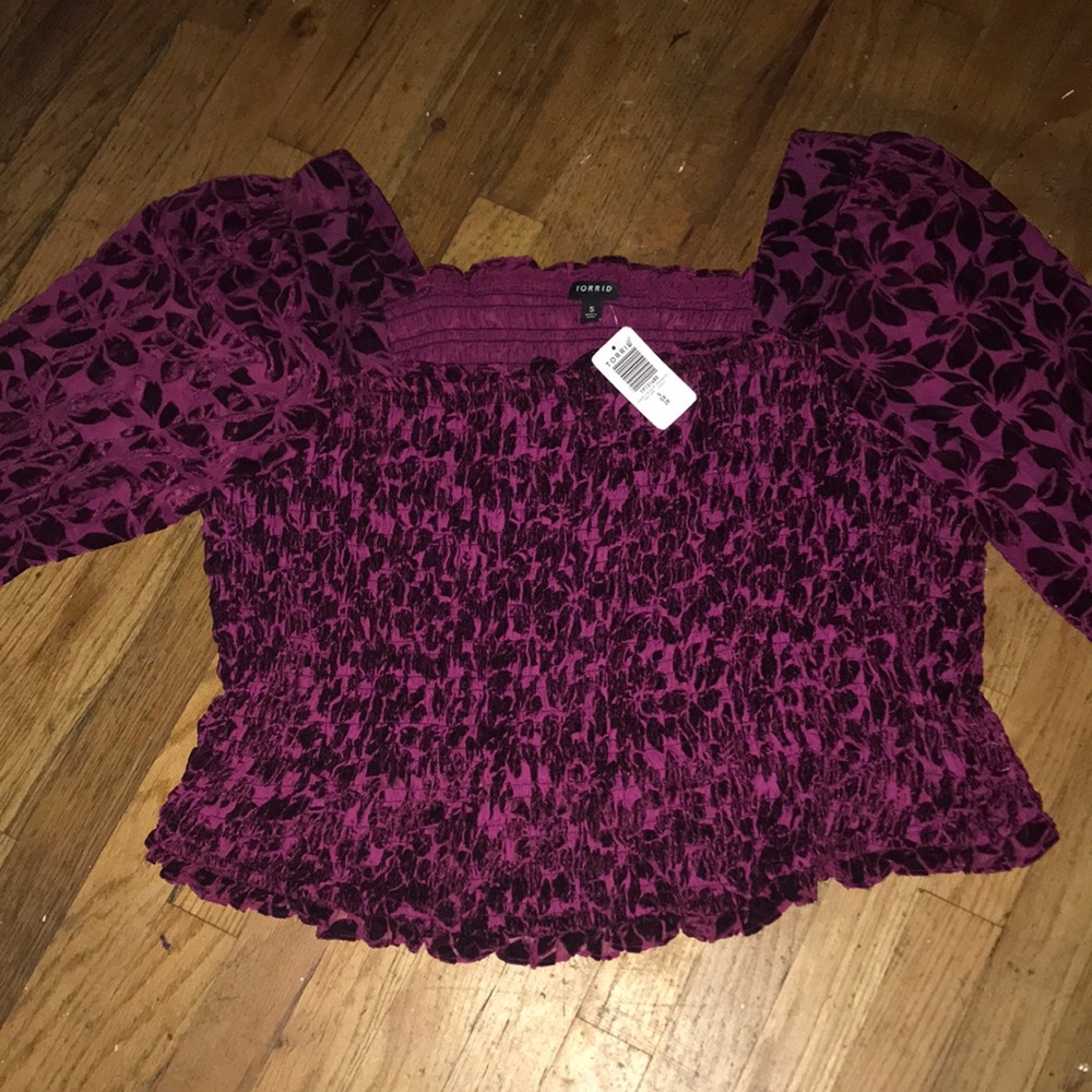 Torrid Burgundy Floral Blouse